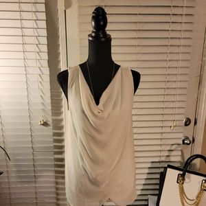 Ann Taylor Sleeveless Ivory Crossover Blouse Size M